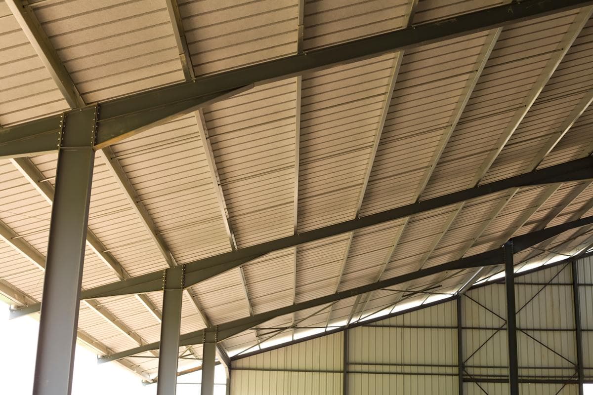 Close up of nested Zed Purlins showing galvanised metal finish