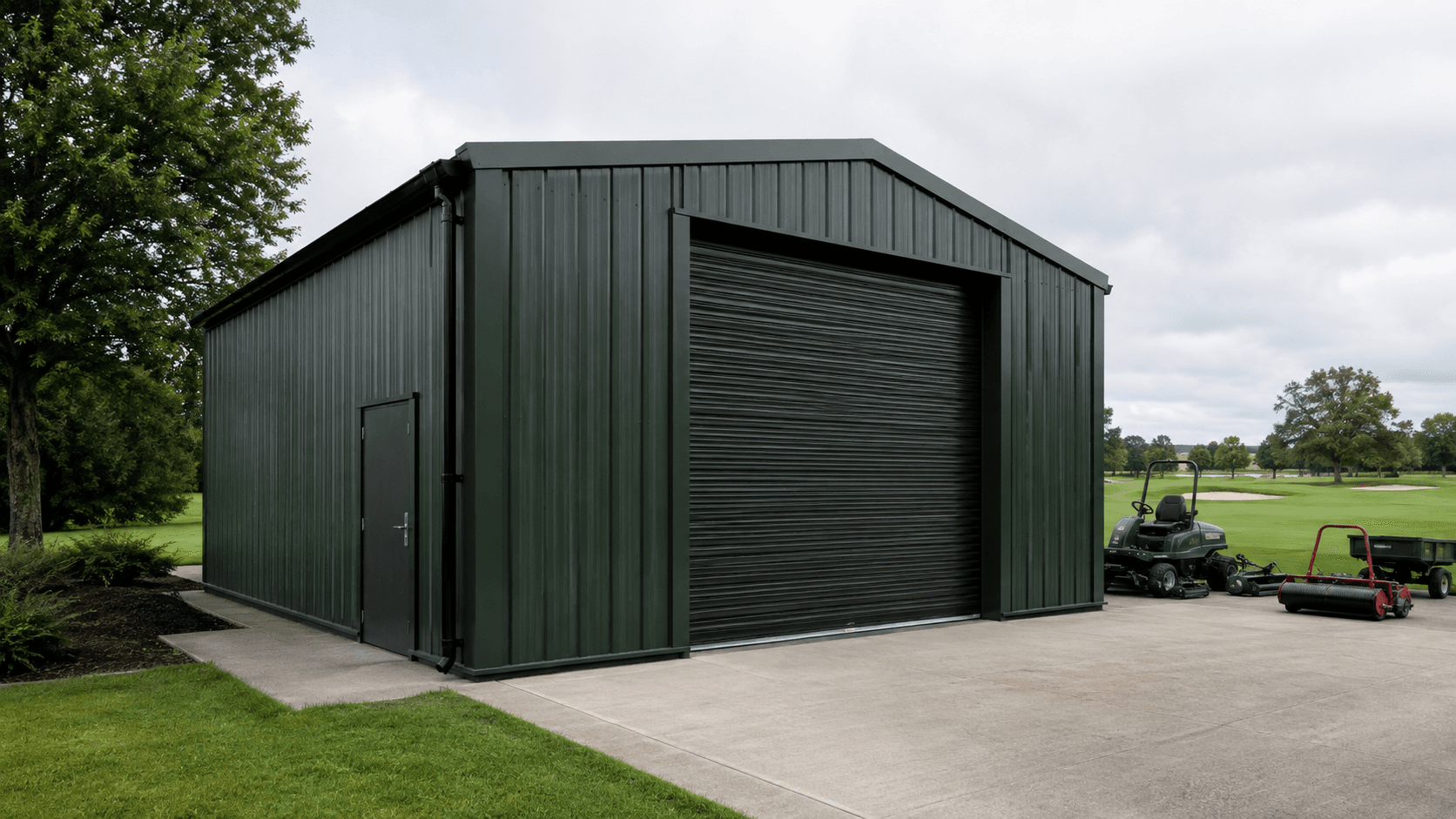 Insulated Steel Building Kit for Golf Simulator and Machinery Storage on Golf Course